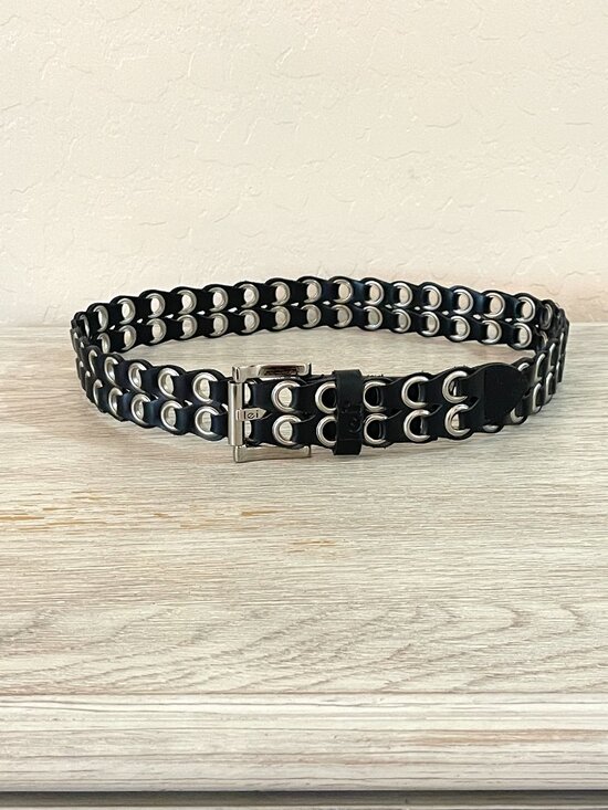 LEI Accessories - LEI Belt Wide Grommet Black Silver Buckle Medium